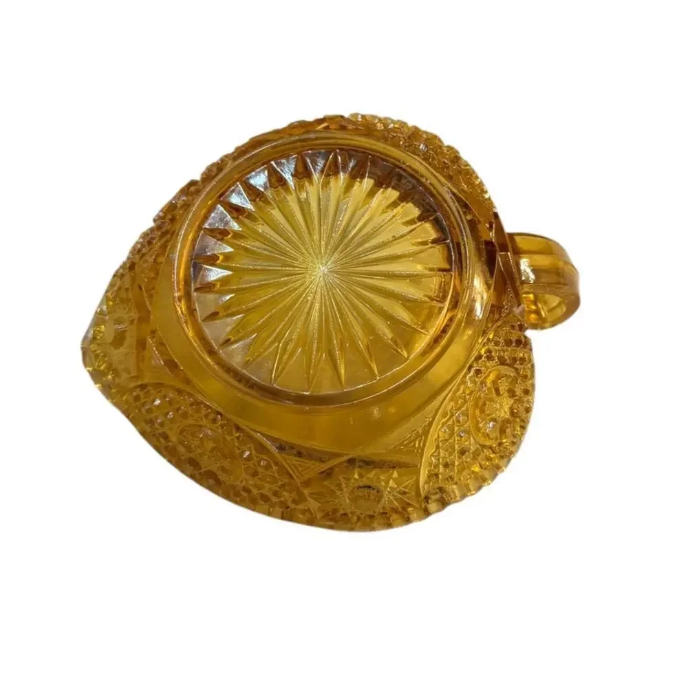 Vintage Indiana Glass Tiara Sandwich Amber Handled Nappy Candy Dish USA